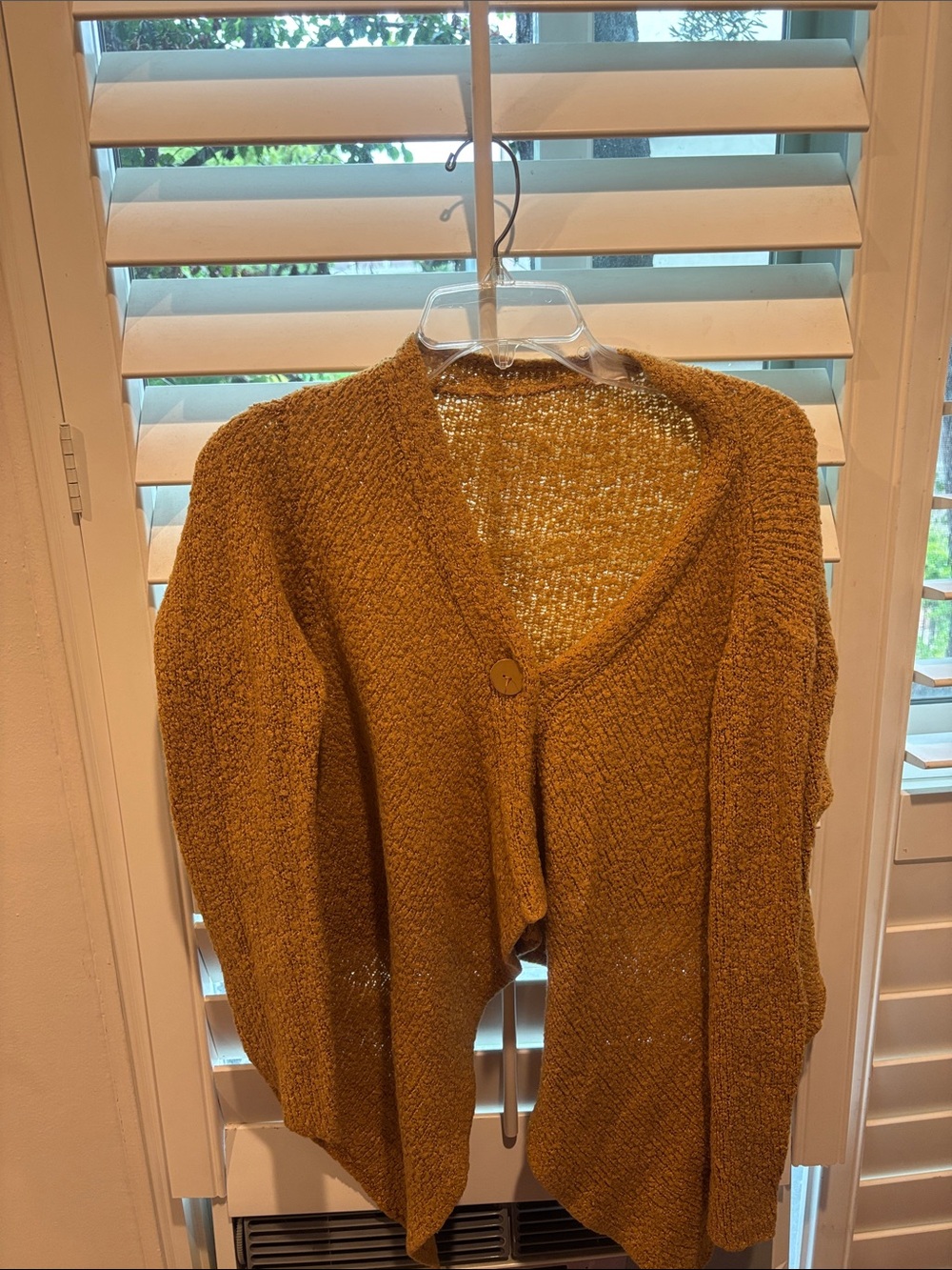 Women's Textured Open-Front Cardigan in Mustard